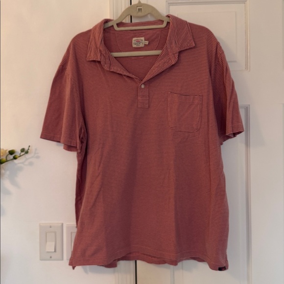 Faherty Brand Feeder Stripe Polo Sunrise Red/Navy XXL - Picture 2 of 8